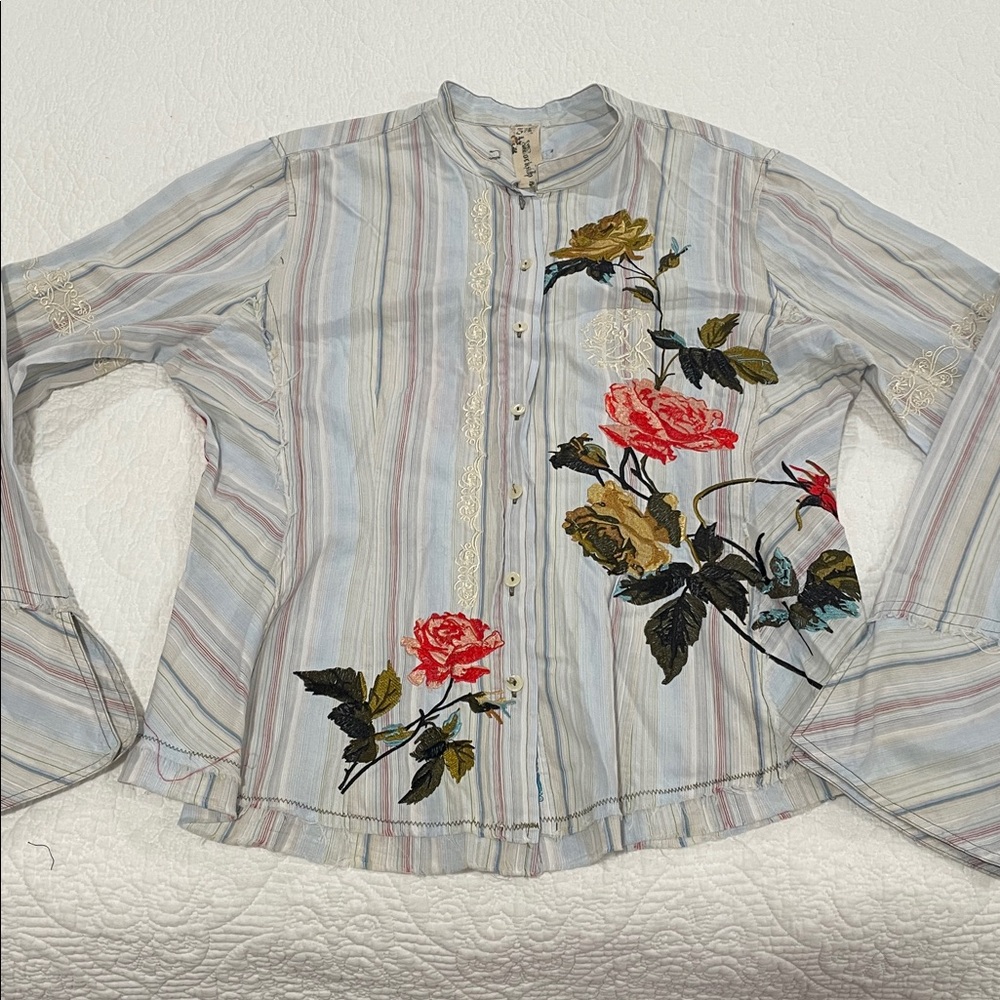 Workshop Republic Clothing Striped Floral Button Down - Multicolor